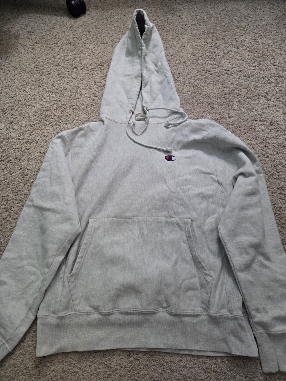 Champion Light Gray Pullover Hoodie with Classic C Logo